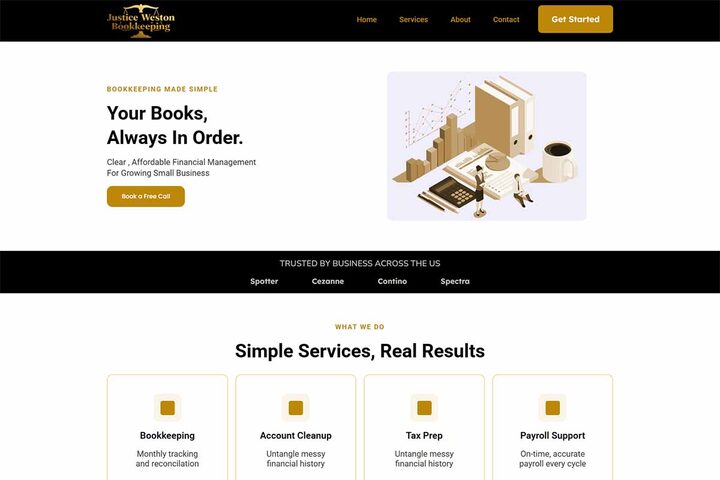 Justice Weston Bookkeeping - Professional Services Website